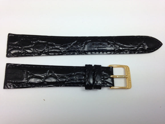 Seiko 4LH5YB Black Leather Crocodile Grain-18mm Watch Band